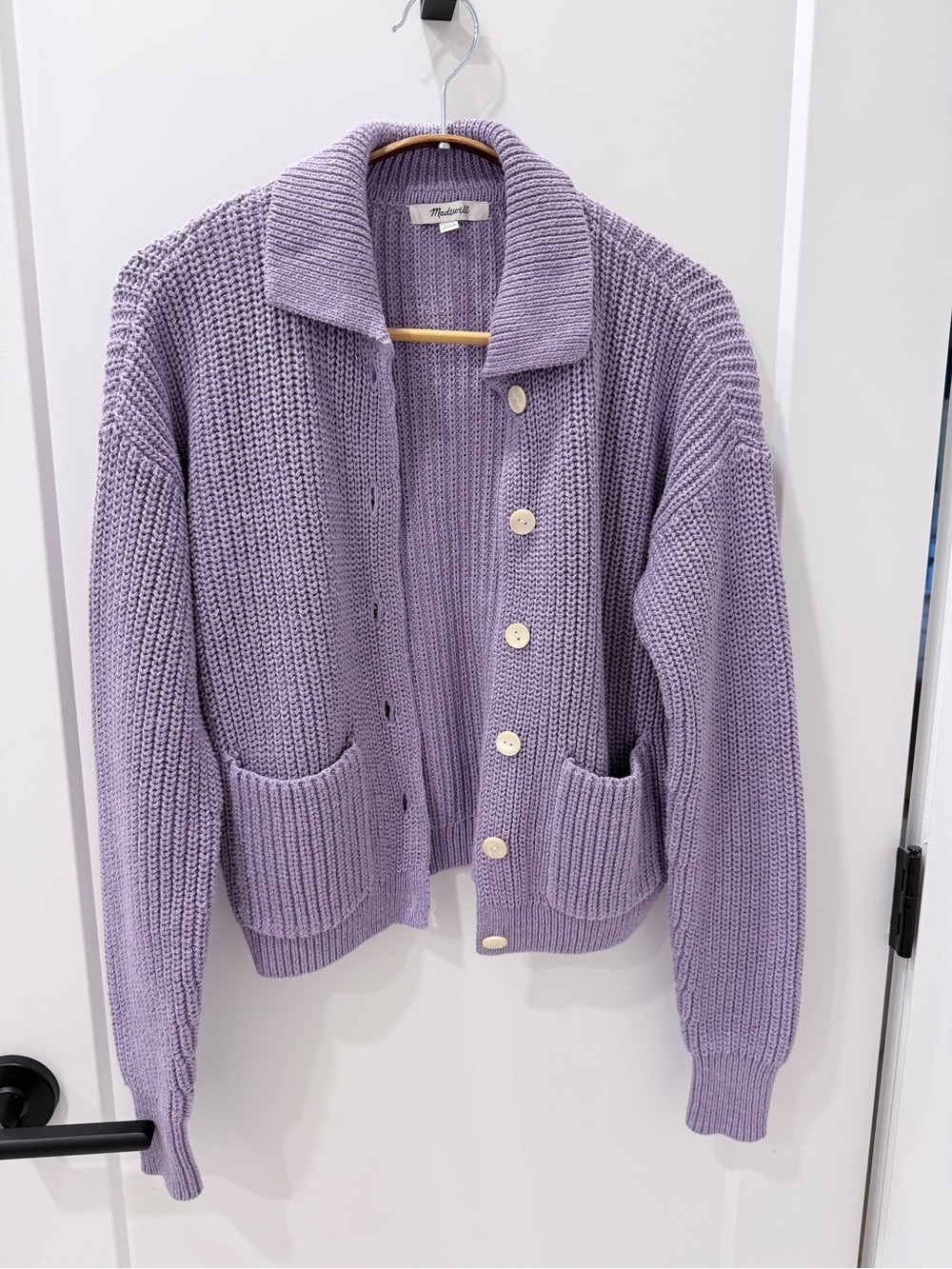 Madewell Lavender Knit Button-Up Cardigan Sweater